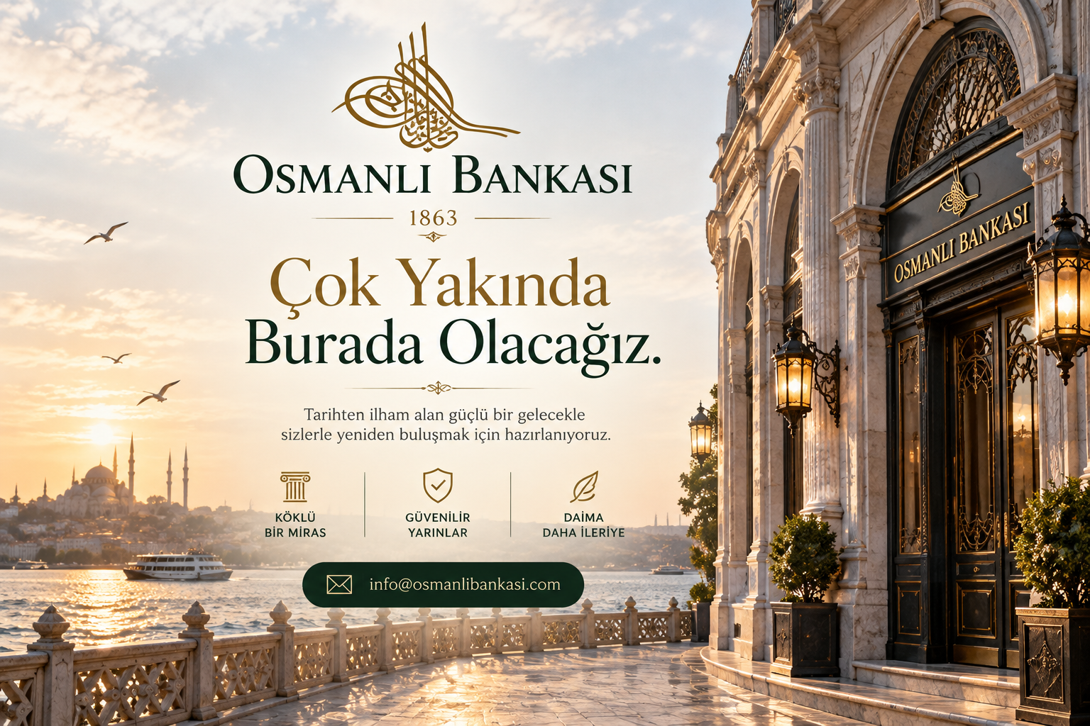 Osmanlı Bankası için tarihî mimari, Boğaz ve altın tonlarında çok yakında görseli